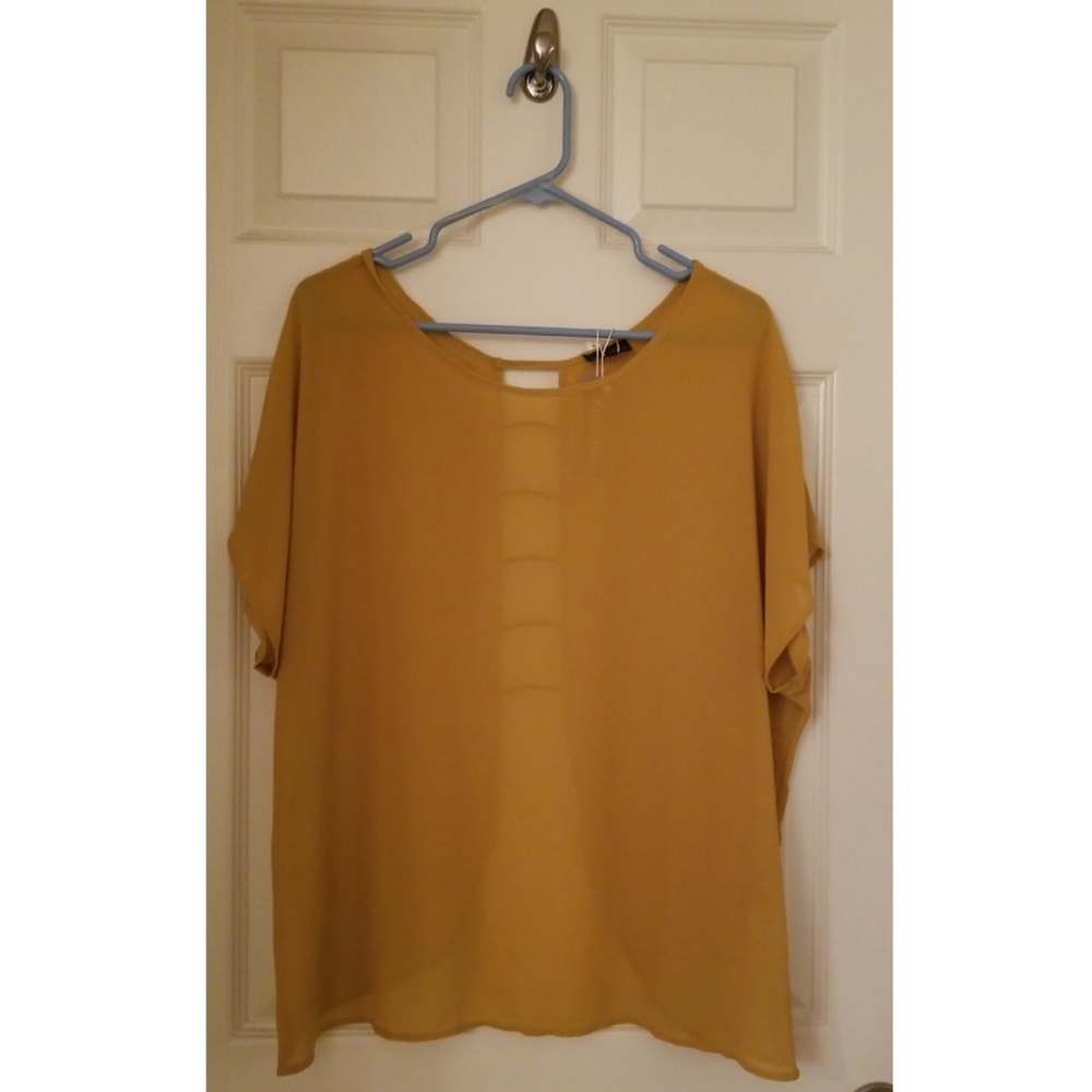 🆕️ *NWT: Sheer Open-Back Blouse w/Gold detail*